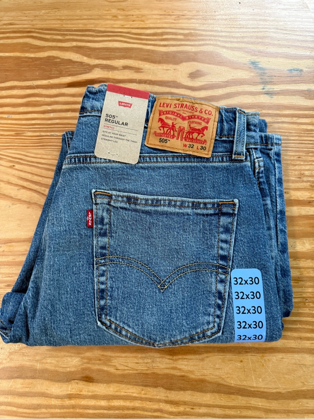 Levi's 505 Regular Fit Men's Jeans - Faded blue - Stretch NWT